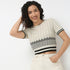 Betty Round Neck Fashion Tee With Chevron Pattern
