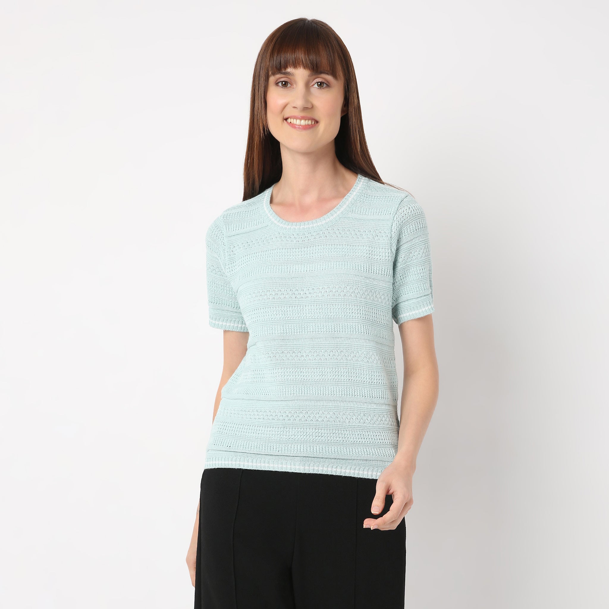 Regular Fit Striped Round Neck T-Shirt