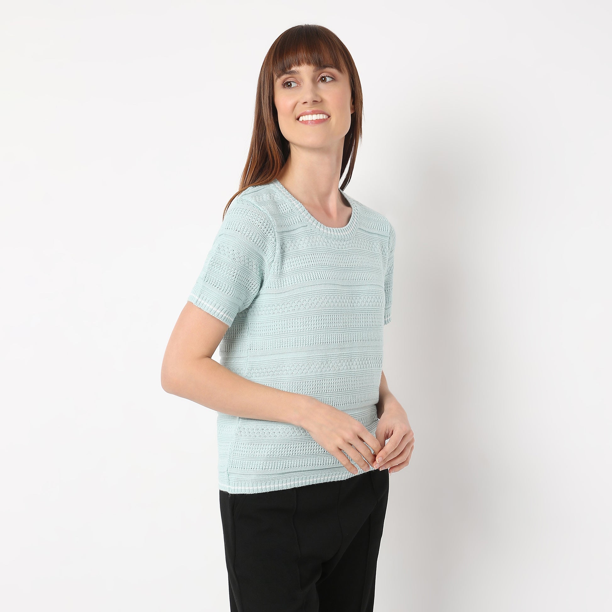 Regular Fit Striped Round Neck T-Shirt