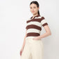 Striped Polo Crop Tee