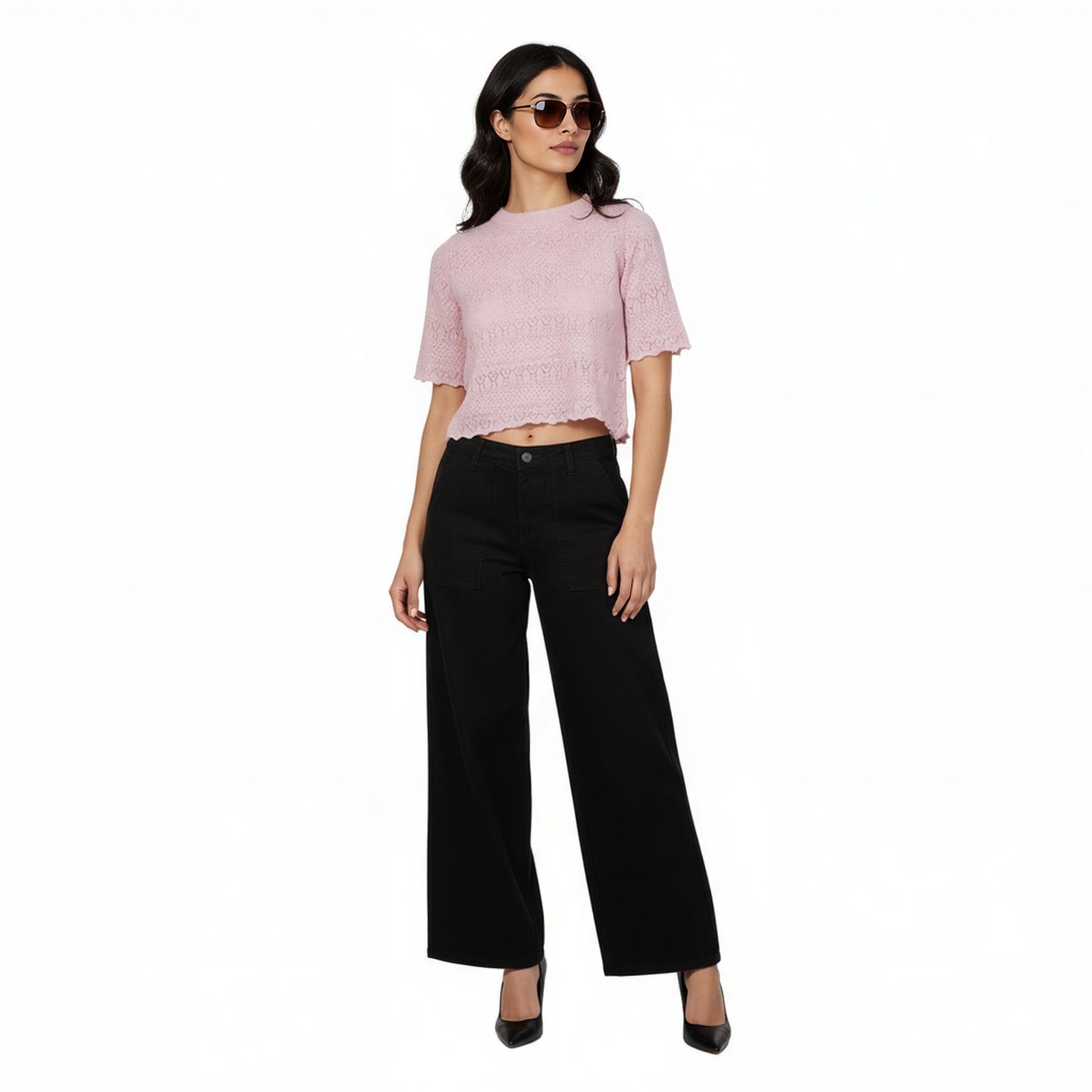 Solid Fashion Crop T-Shirt