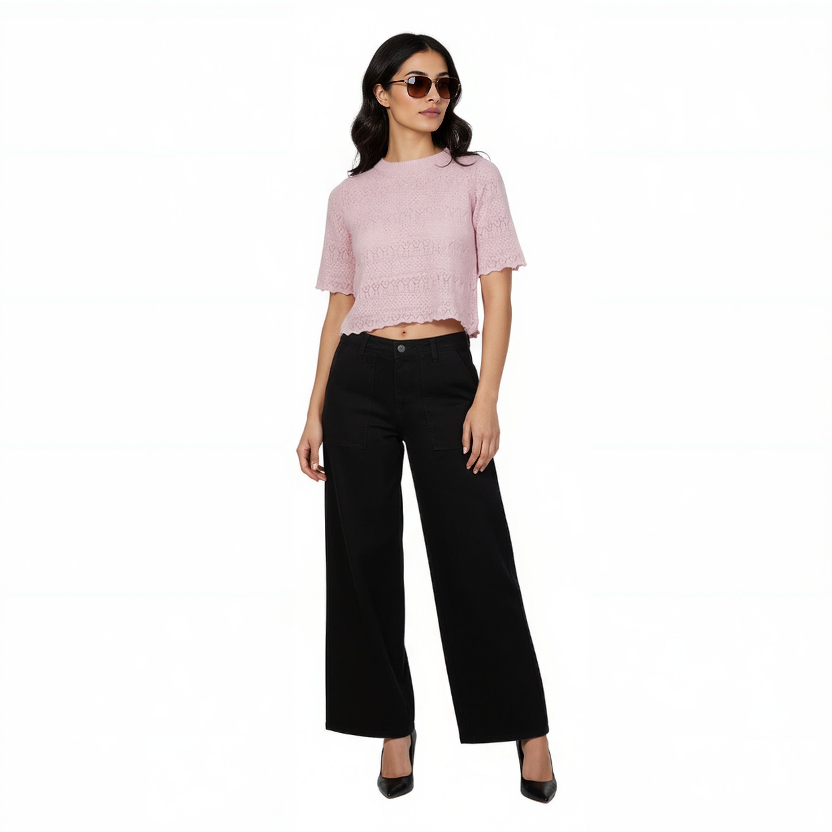 Solid Fashion Crop T-Shirt