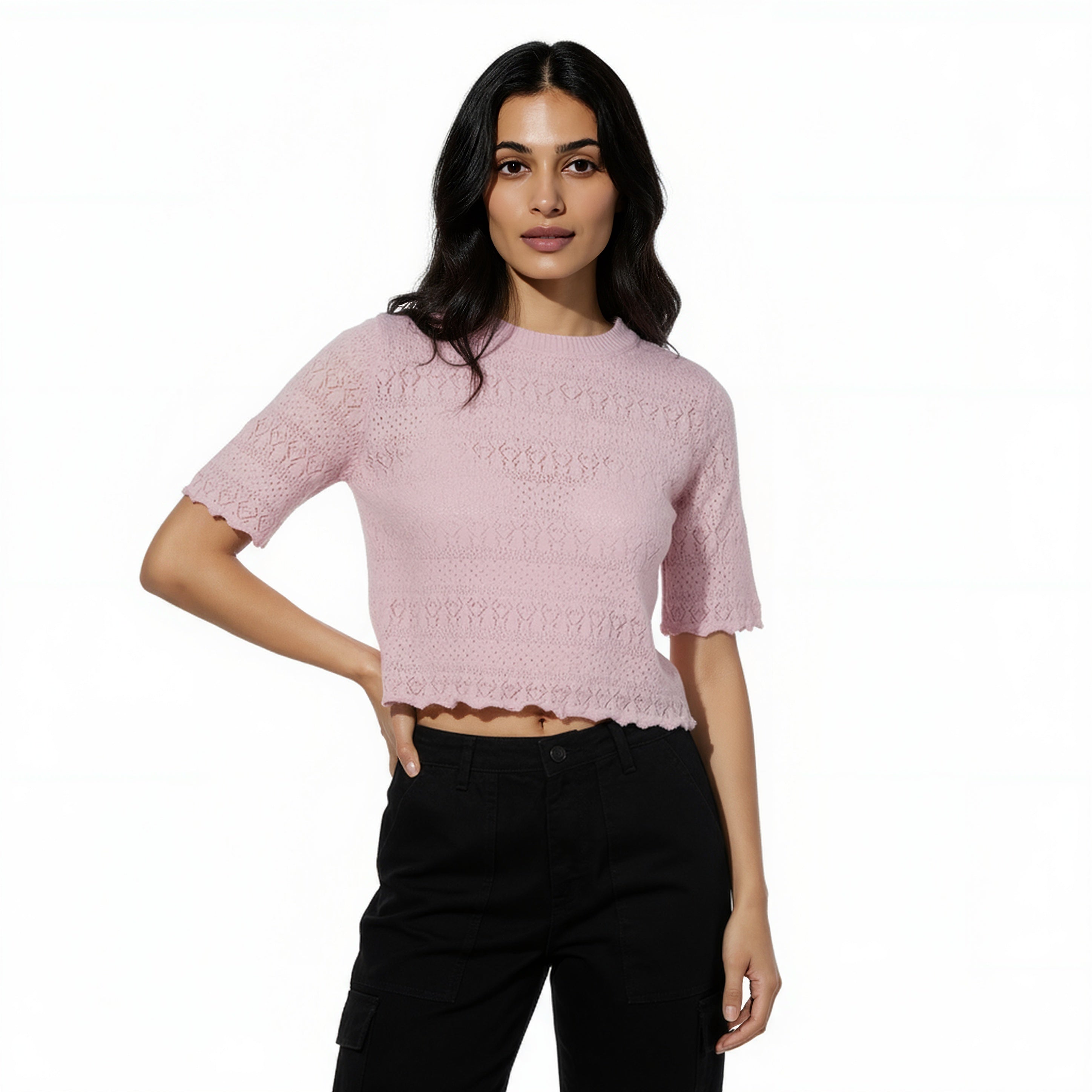 Solid Fashion Crop T-Shirt