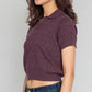 Cotton Knitted Crop Polo Neck T-Shirt