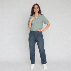 V-Neck Slim Fit Cropped T-Shirt