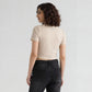 Knitted Solid Slim Fit Crop T-Shirt
