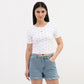 Knitted Bow Print Slim Fit T-Shirt