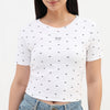 Knitted Bow Print Slim Fit T-Shirt