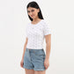 Knitted Bow Print Slim Fit T-Shirt