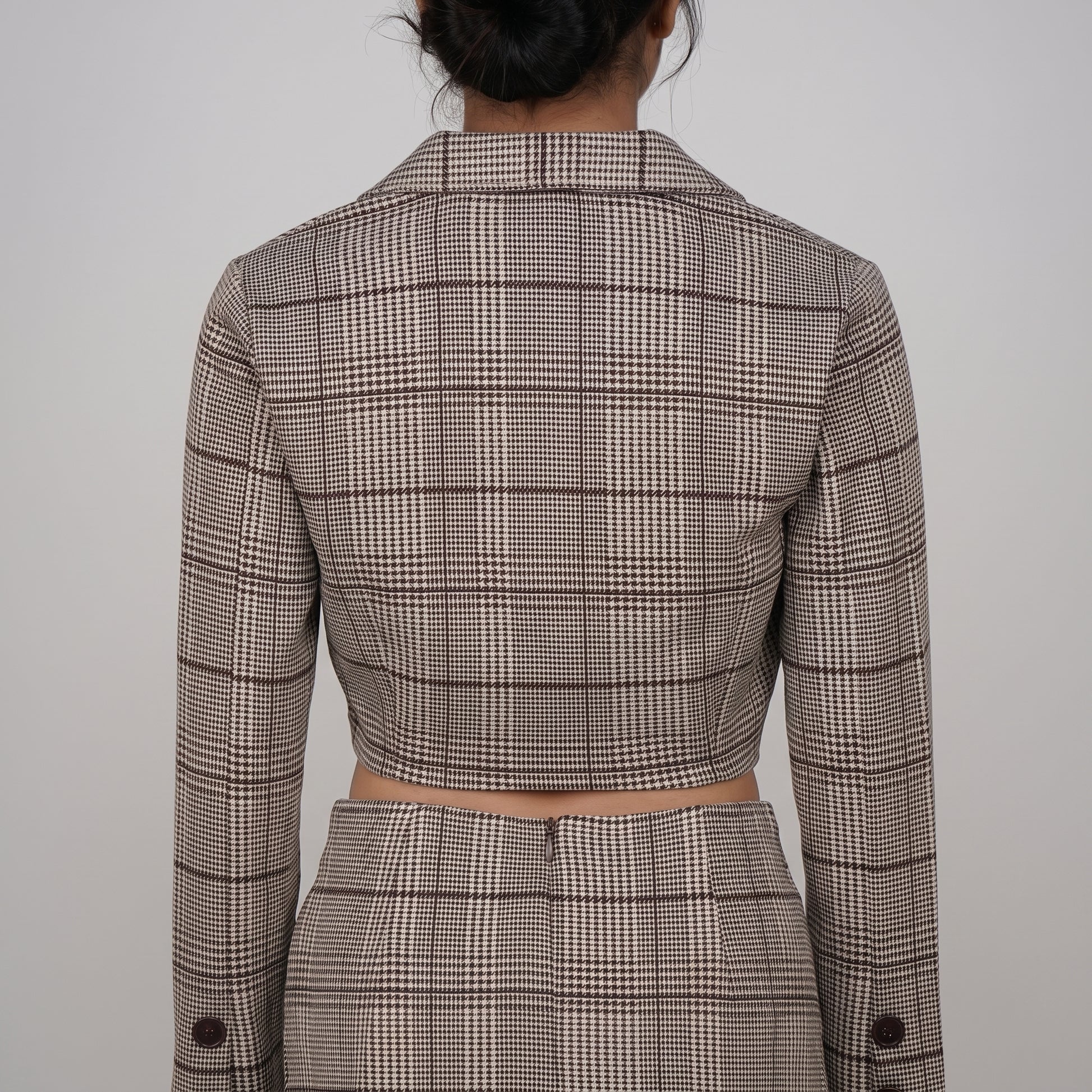 Checkered Lapel Collar Jacket