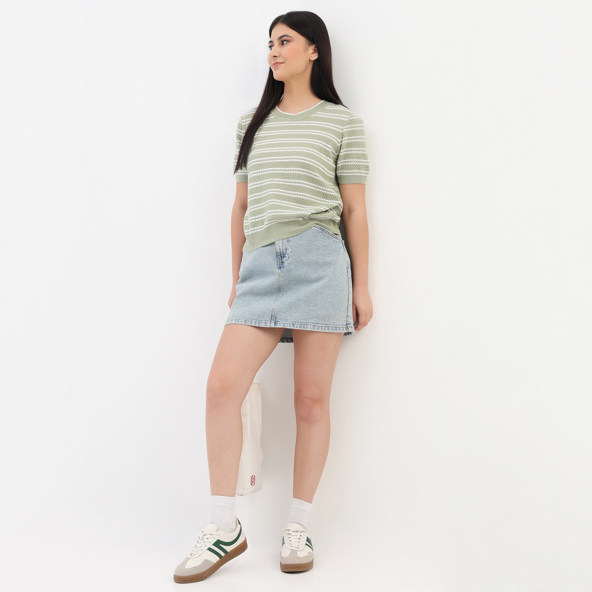 Cotton Knitted Striped T-Shirt