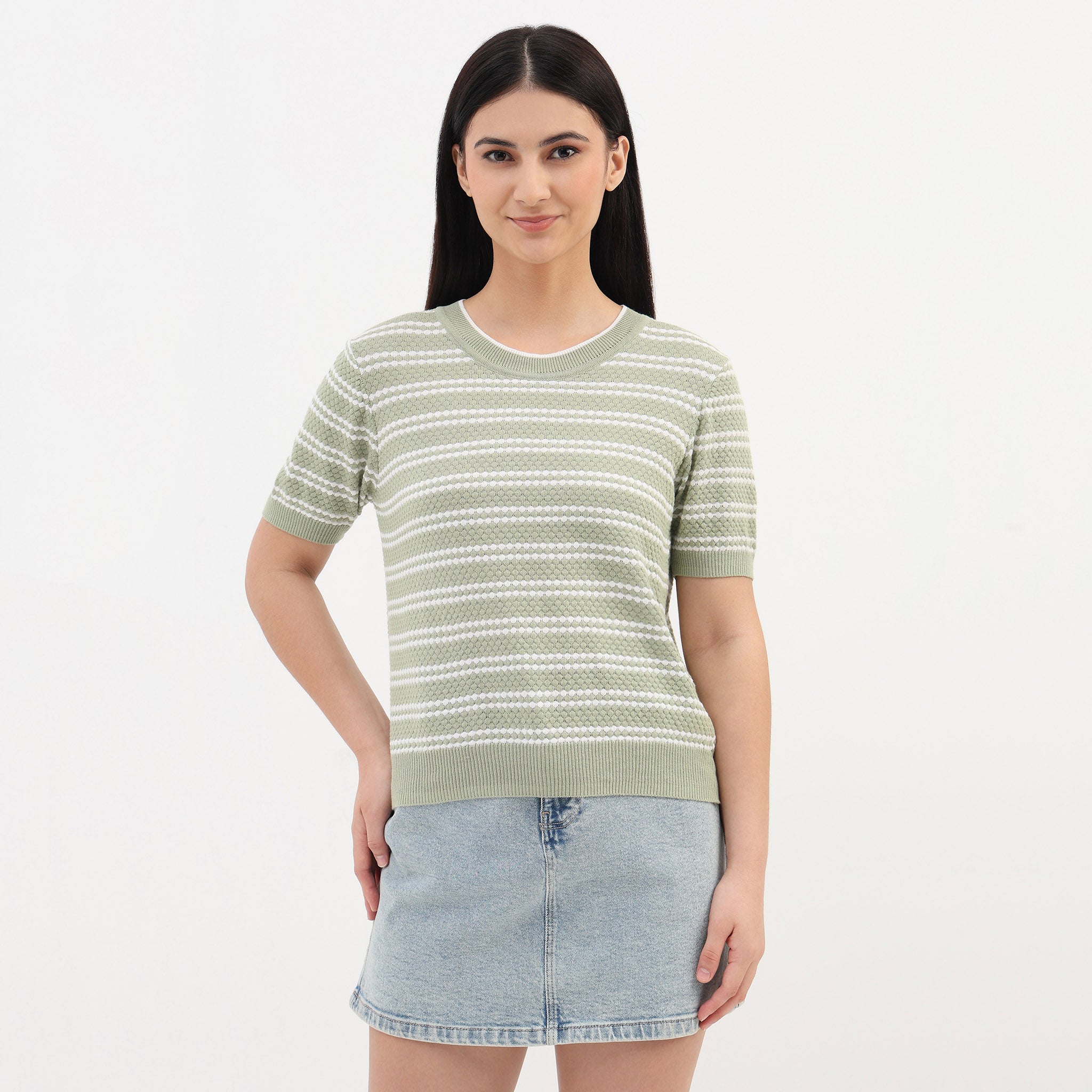 Cotton Knitted Striped T-Shirt