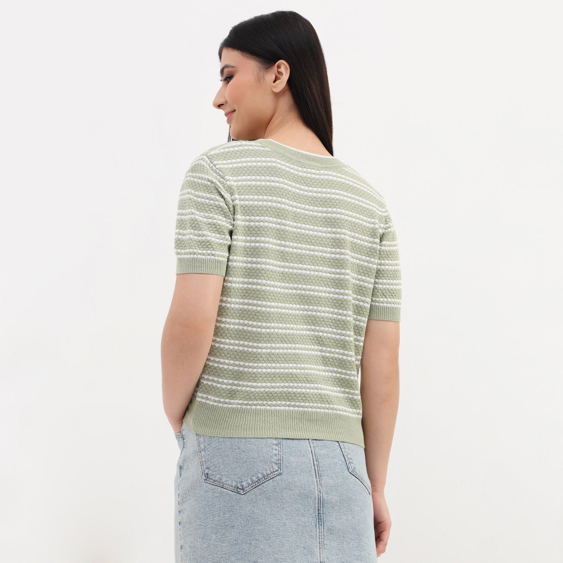 Cotton Knitted Striped T-Shirt