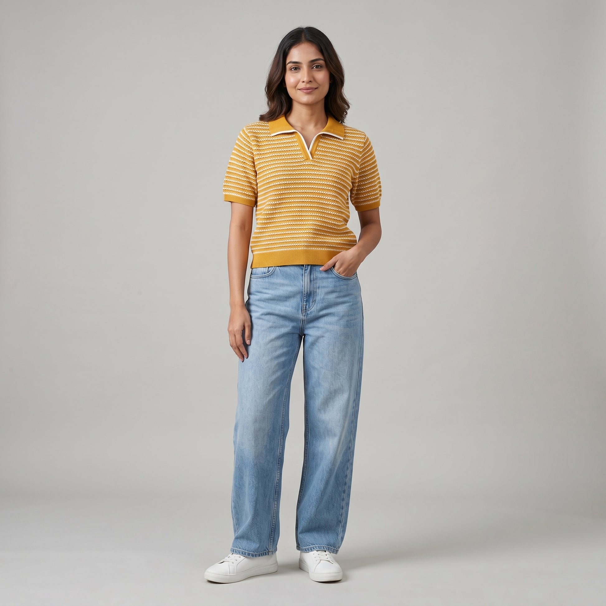 Cotton Striped Cropped T-Shirt
