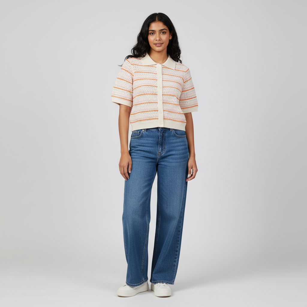 Cotton Knitted Striped T-Shirt