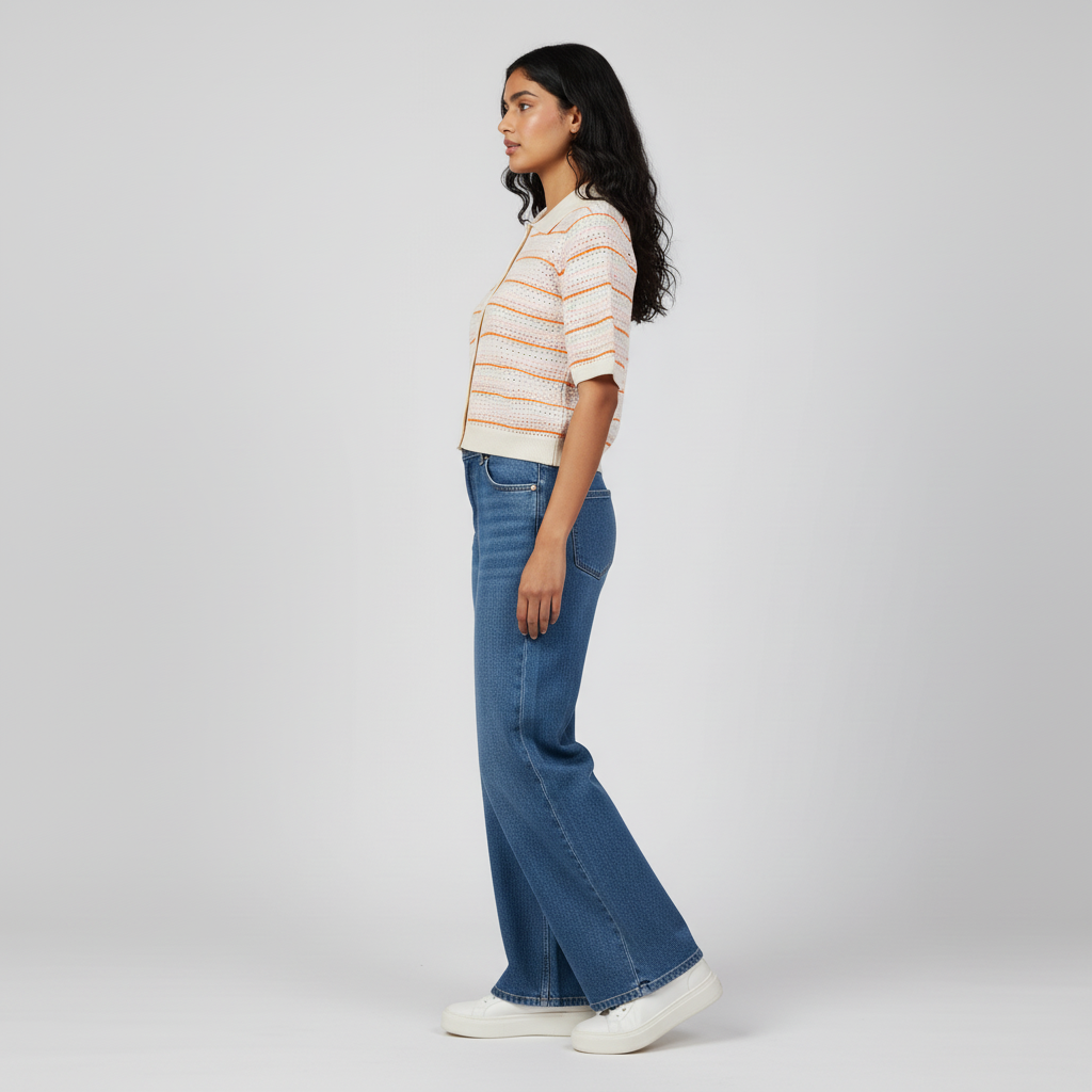 Cotton Knitted Striped T-Shirt