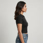 Knitted Solid Crop Polo T-Shirt