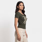 Printed Slim Fit Cropped T-Shirt