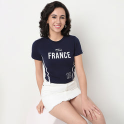 Order Now Women Graphic Round Neck Slim Fit Western Wear B Graphic Tee Fitted by Style Union