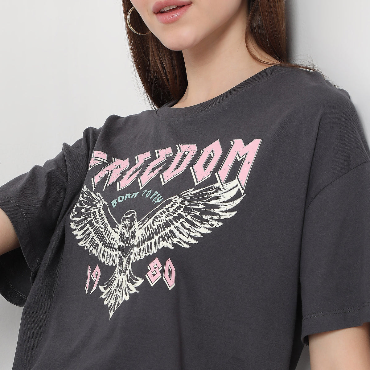 Boxy Fit Graphic Freedom Crop T-Shirt