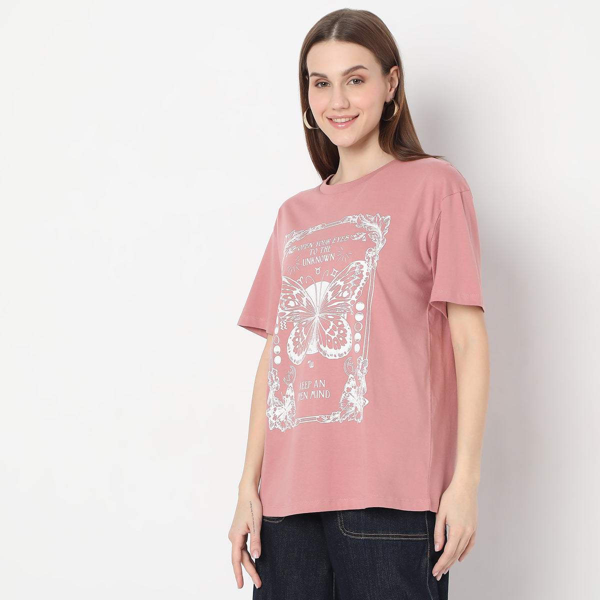 Oversize Butterfly Print Graphic T-Shirt