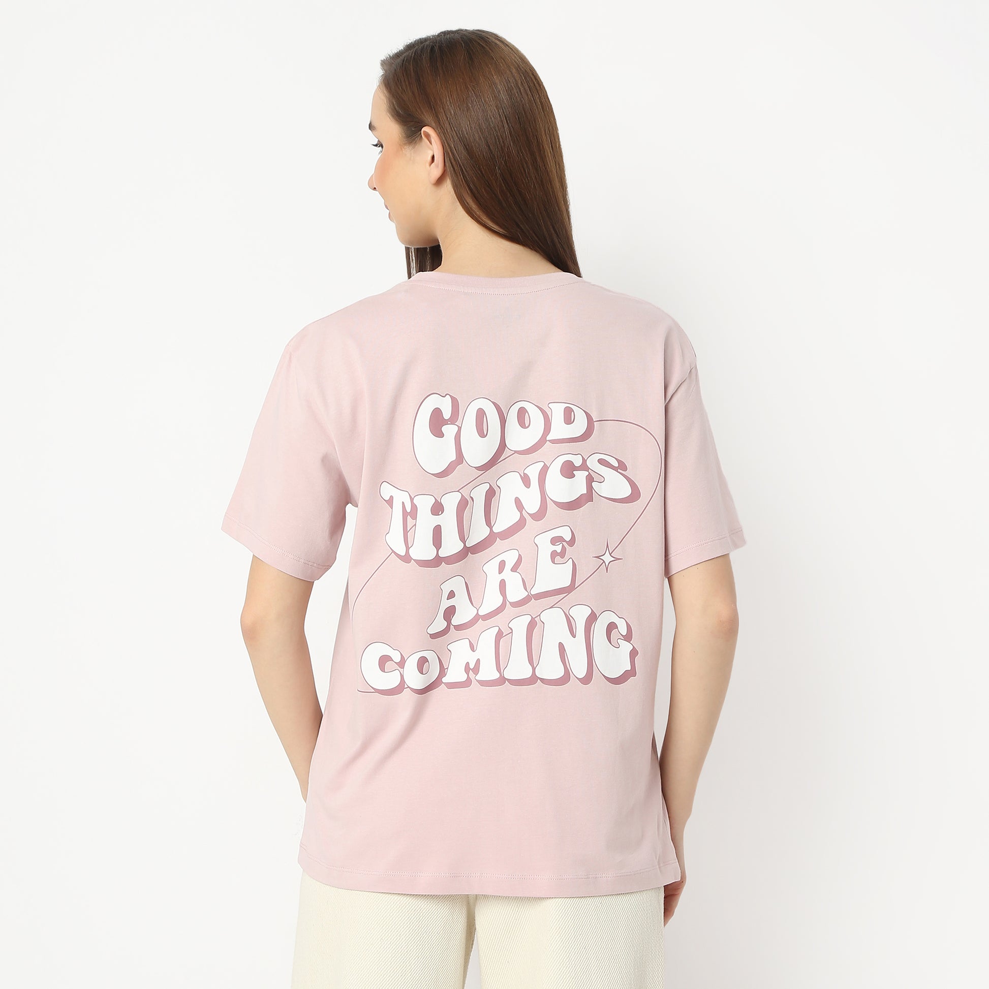 Oversize Graphic Round Neck Regular Length T-Shirt