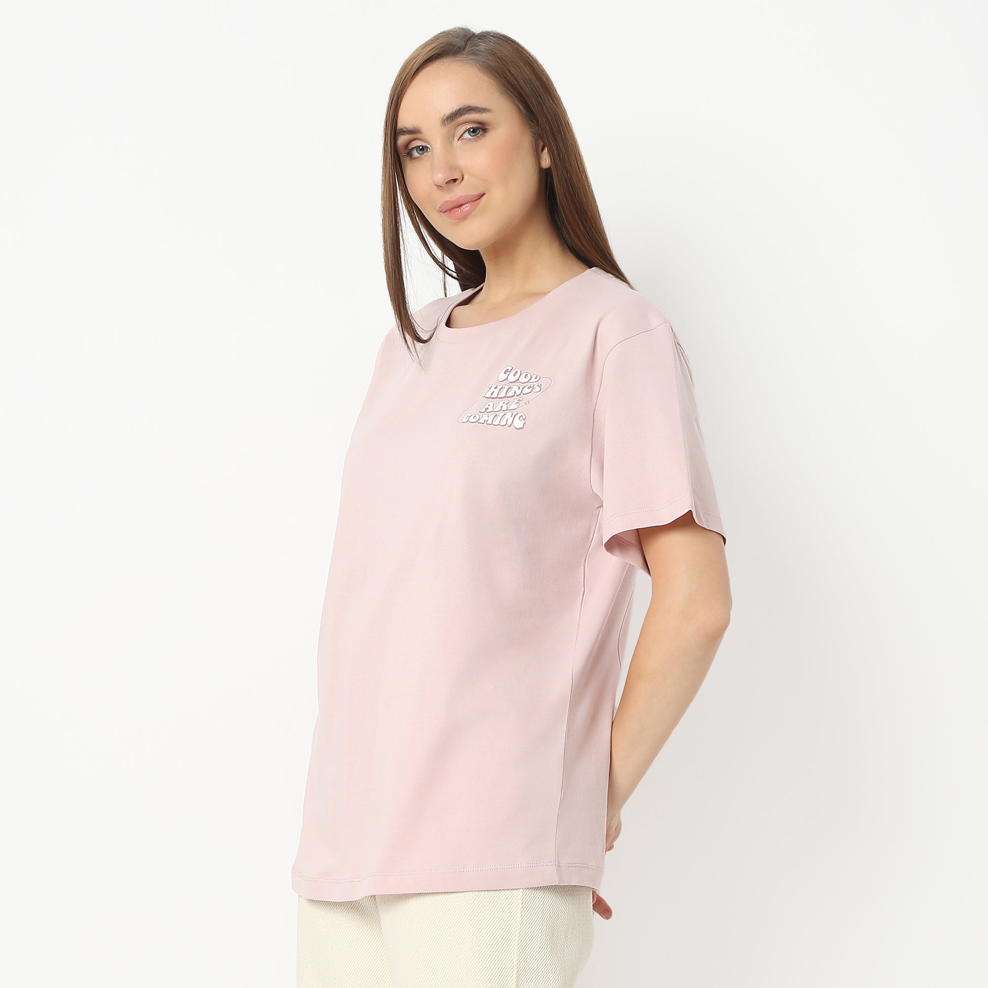 Oversize Graphic Round Neck Regular Length T-Shirt