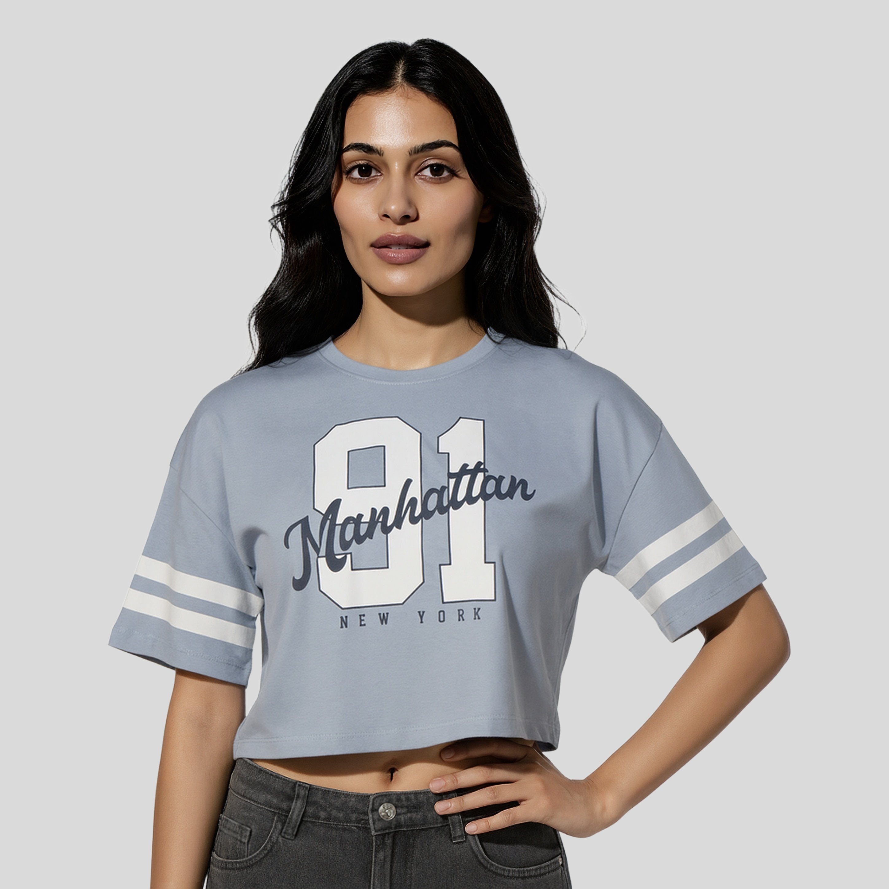 Oversize Cotton Graphic Crop T-Shirt