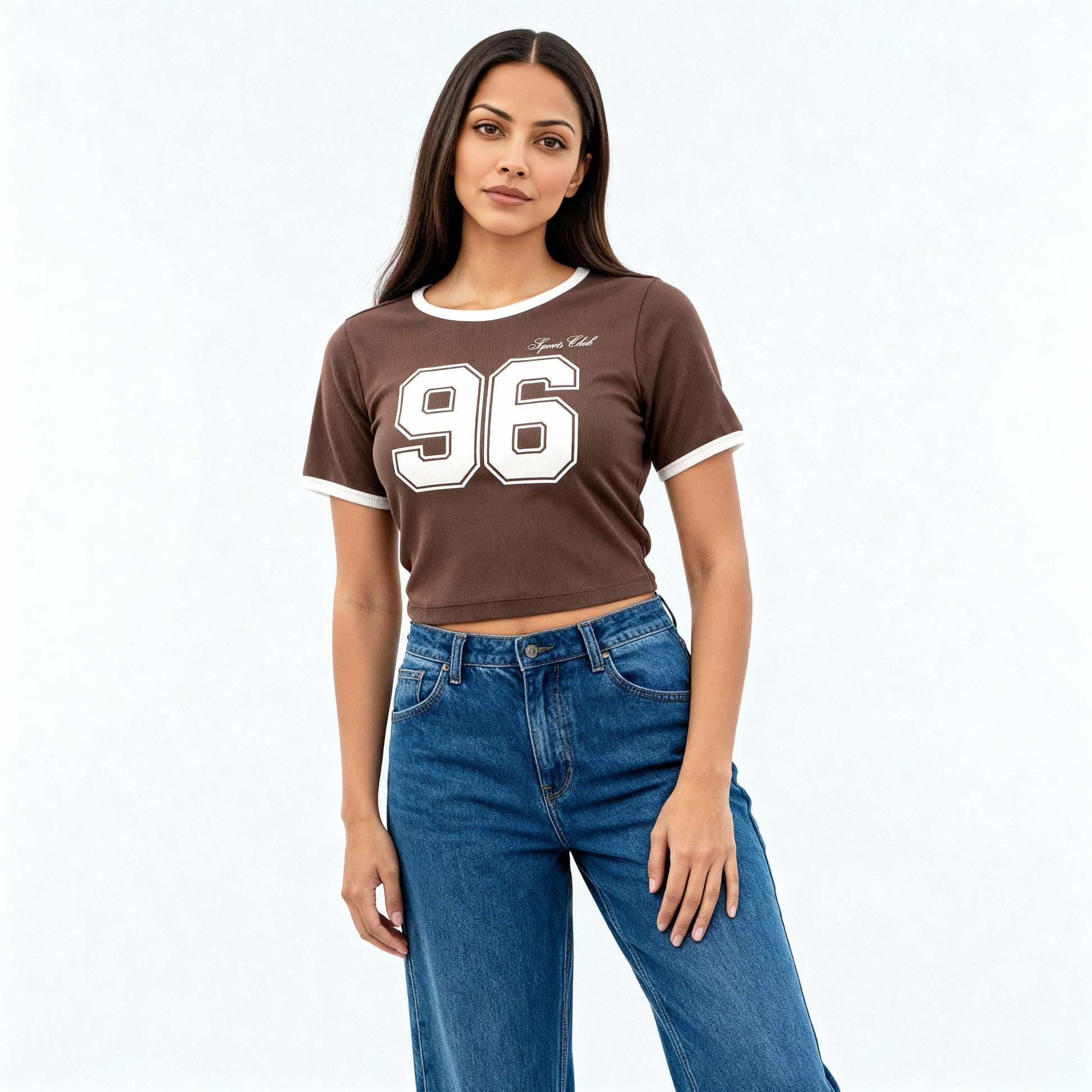 Knitted Graphic Cropped T-Shirt