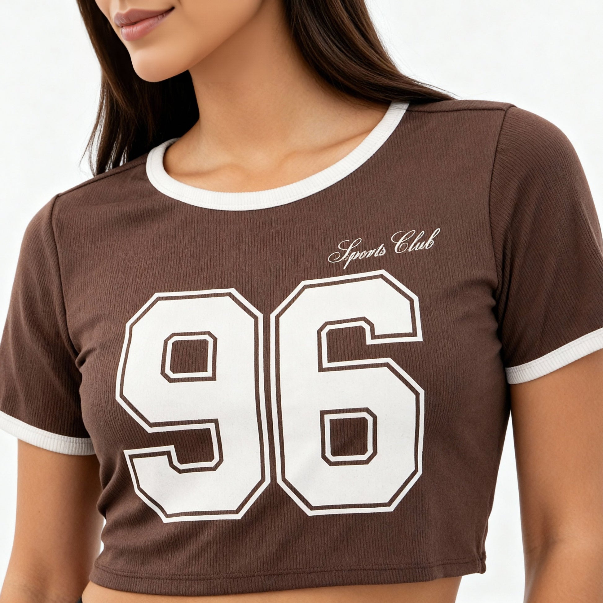 Knitted Graphic Cropped T-Shirt