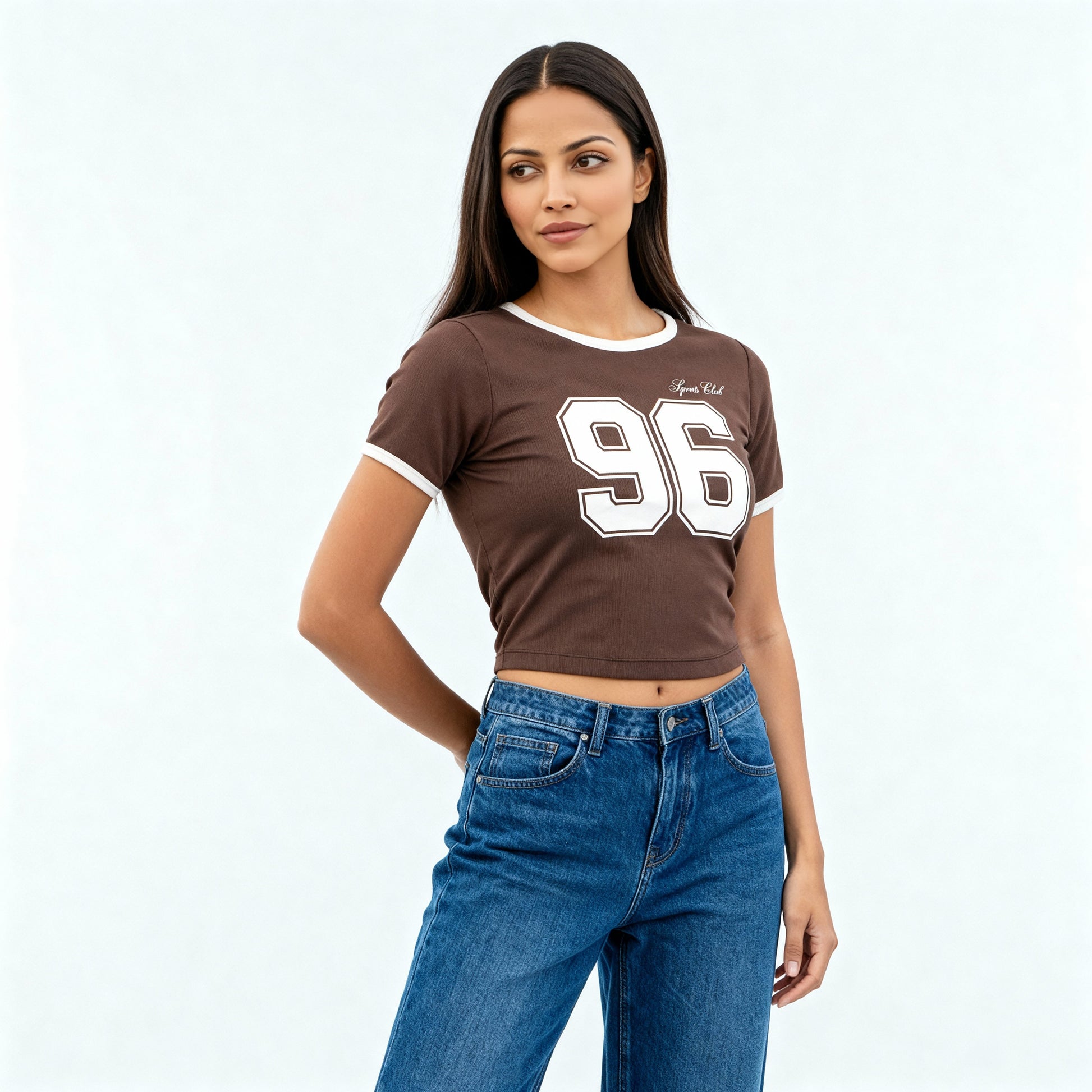 Knitted Graphic Cropped T-Shirt