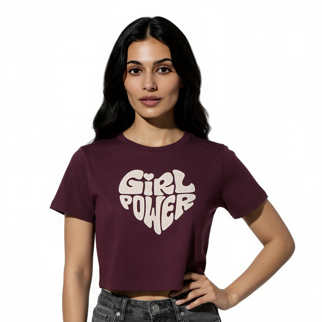 Slim Fit Cotton Graphic Crop T-Shirt