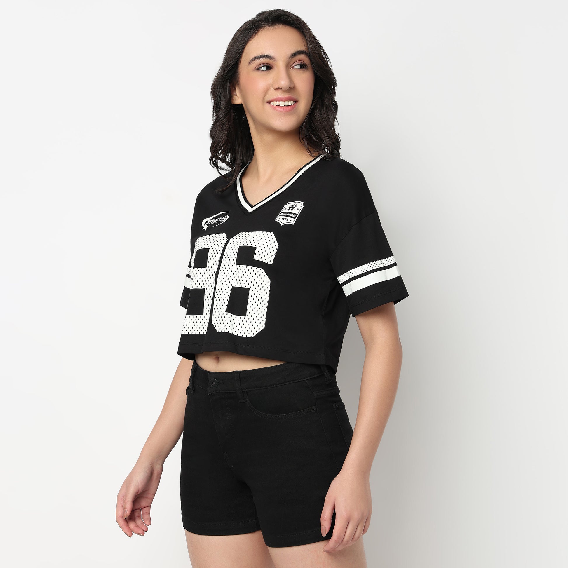V-Neck Cropped T-Shirt