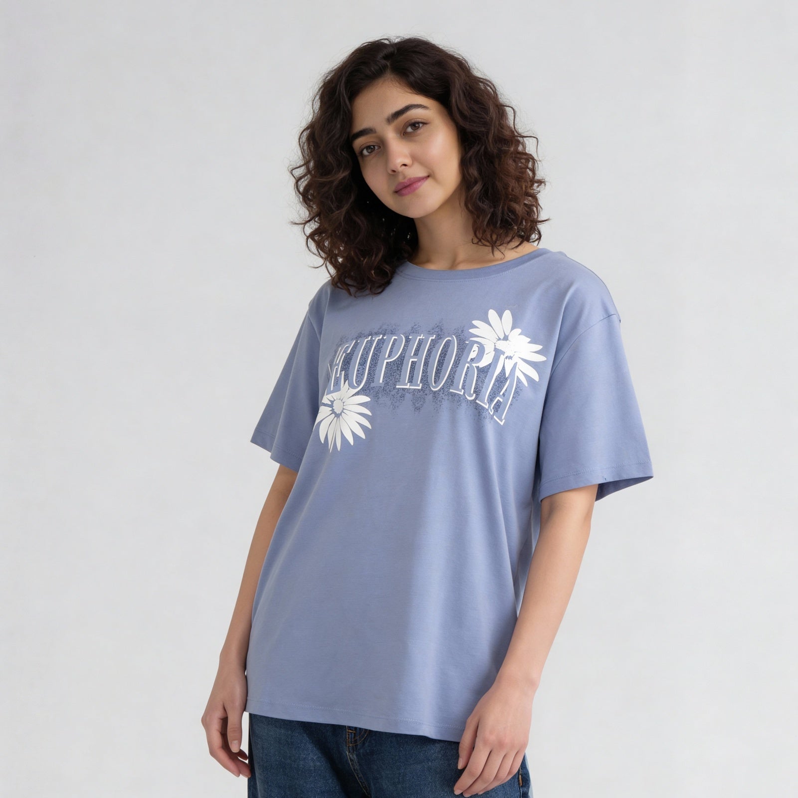 Cotton Graphic Crew Neck Oversize T-Shirt