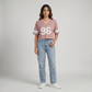 Cotton Graphic V-Neck Crop T-Shirt