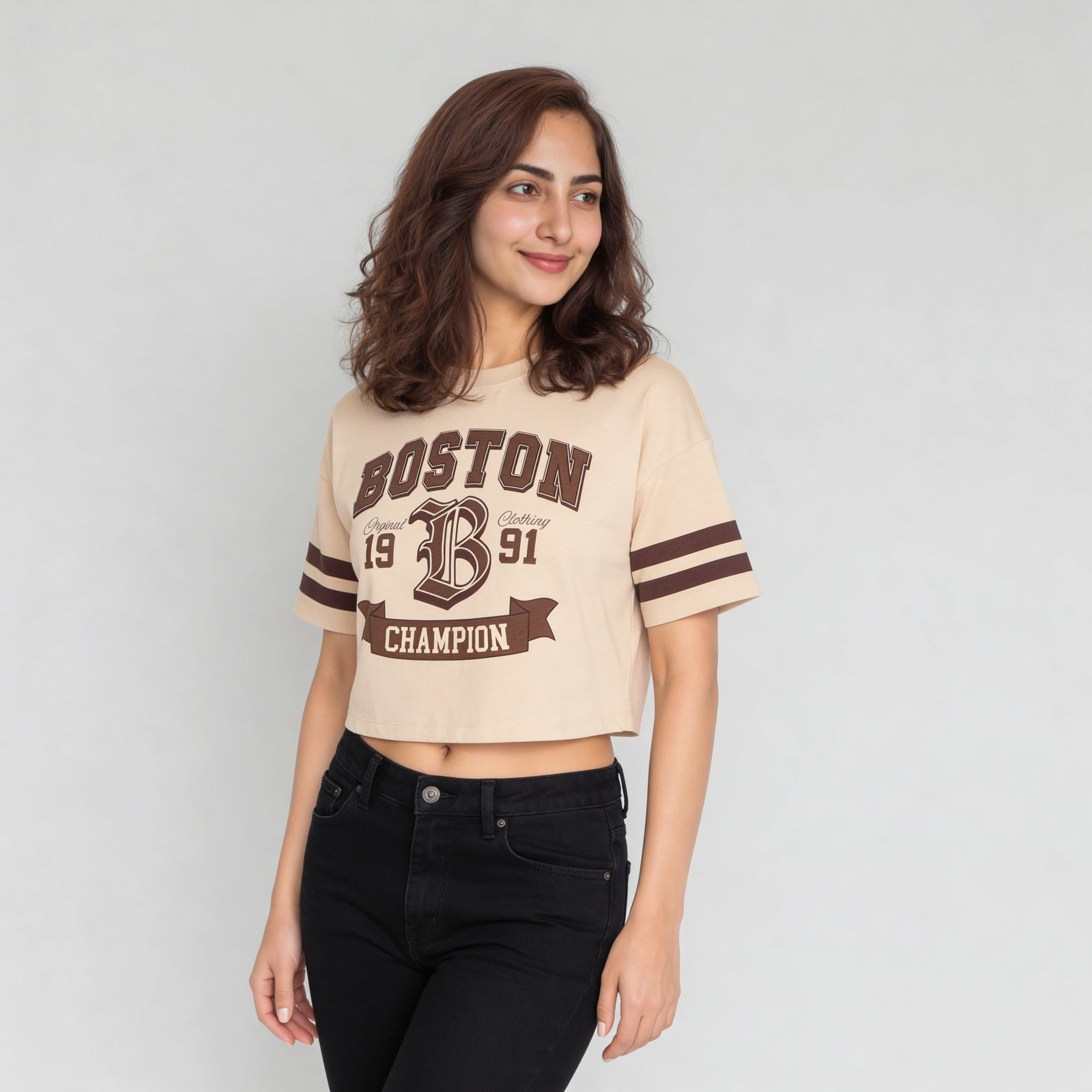 Cotton Graphic Boxy Fit Crop T-Shirt