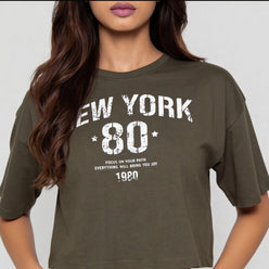 Cotton Graphic Boxy Fit Crop T-Shirt