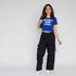Cotton Knitted Graphic Crop T-Shirt