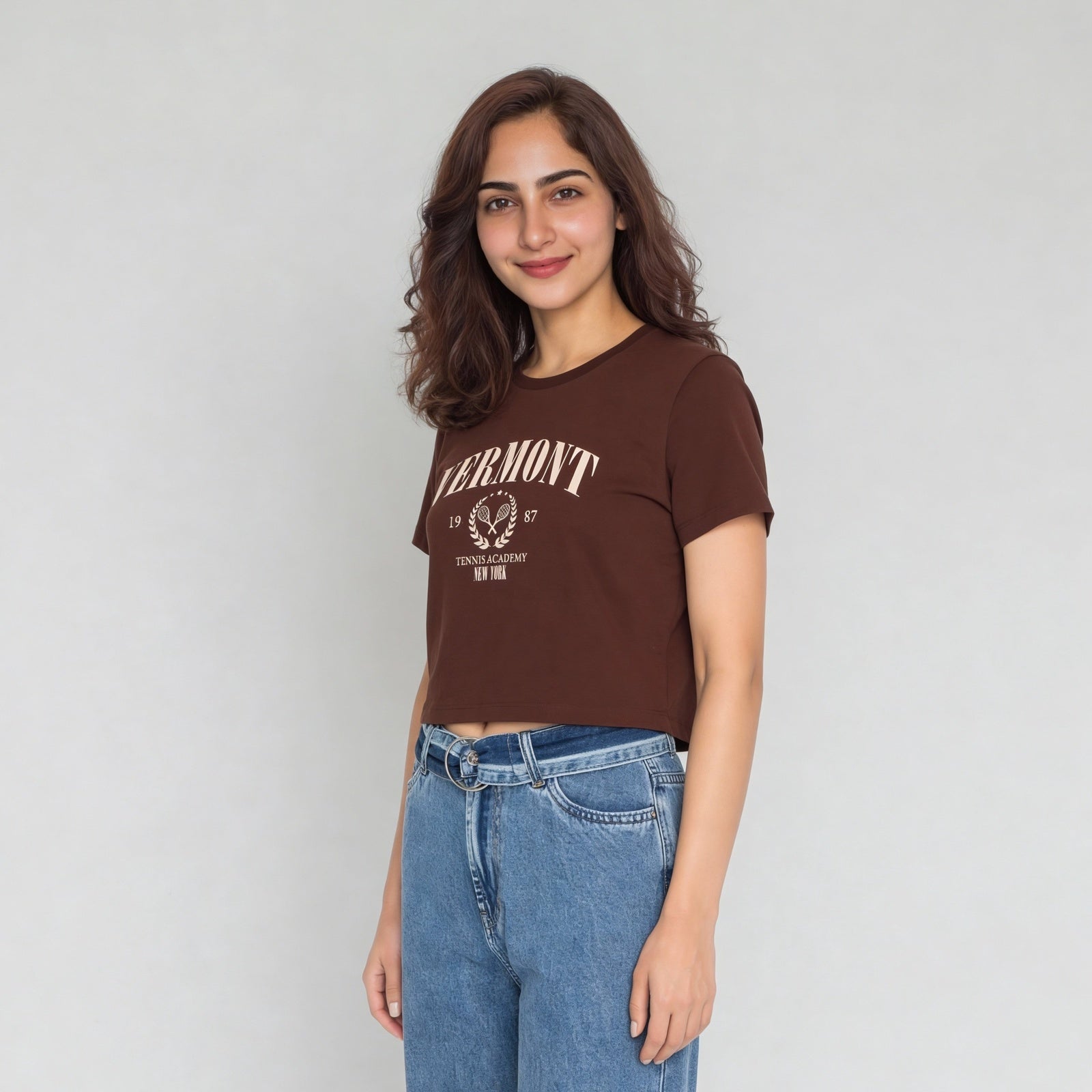 Cotton Graphic  Short Fit Crop T-Shirt