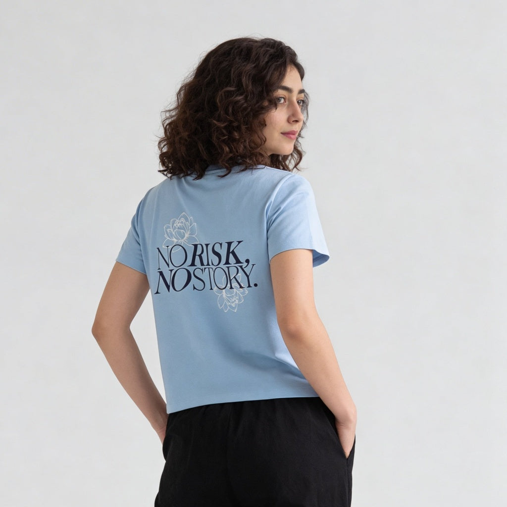 Knitted Graphic Slim Fit Crop T-Shirt