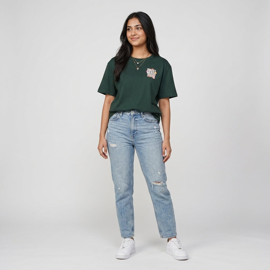Cotton Printed Longline Oversize T-Shirt