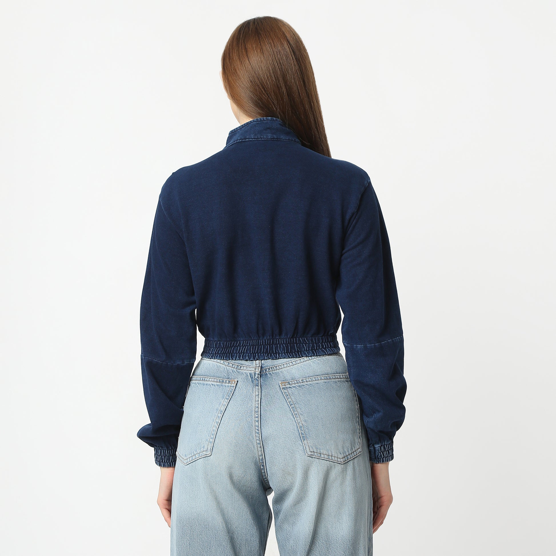 Regular Fit Solid High Neck Short Length Jacket