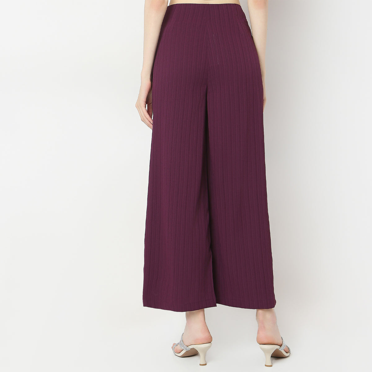 Relaxed Fit Solid High Rise Palazzos