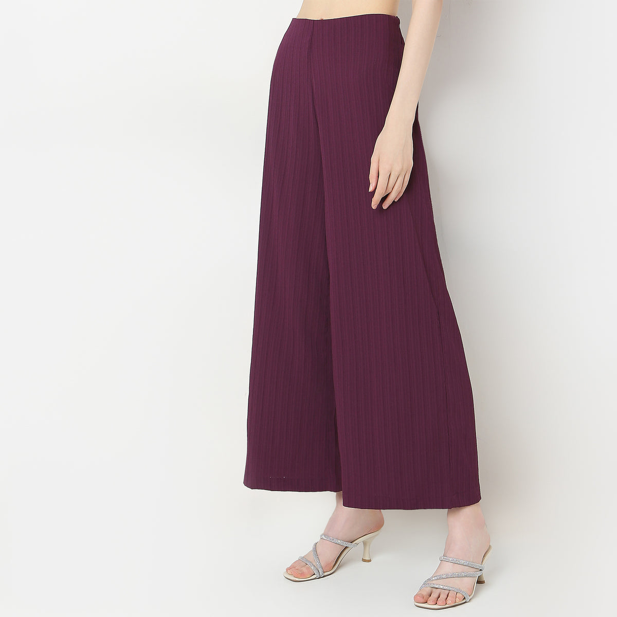 Relaxed Fit Solid High Rise Palazzos