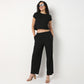 Relaxed Fit Solid High Rise Palazzos