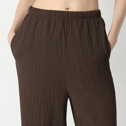 Relaxed Fit Solid High Rise Palazzos