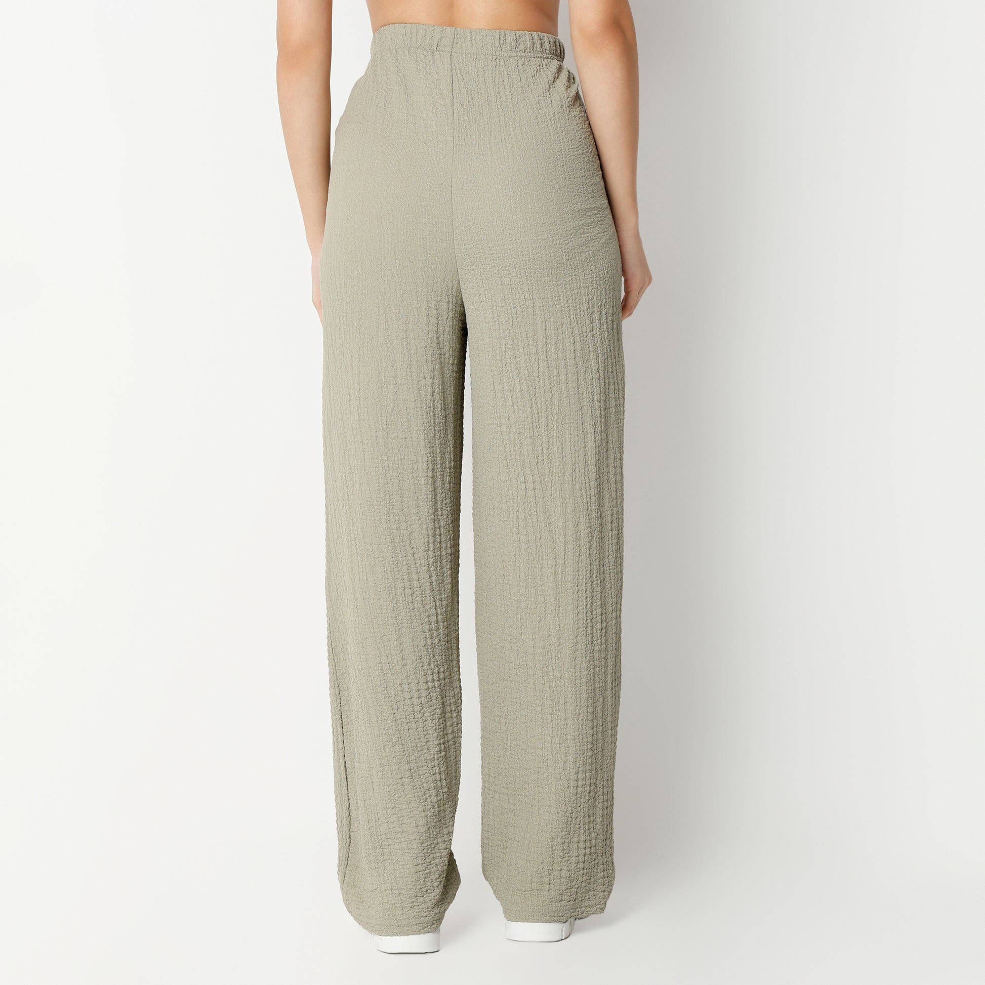 Relaxed Fit Solid High Rise Palazzos