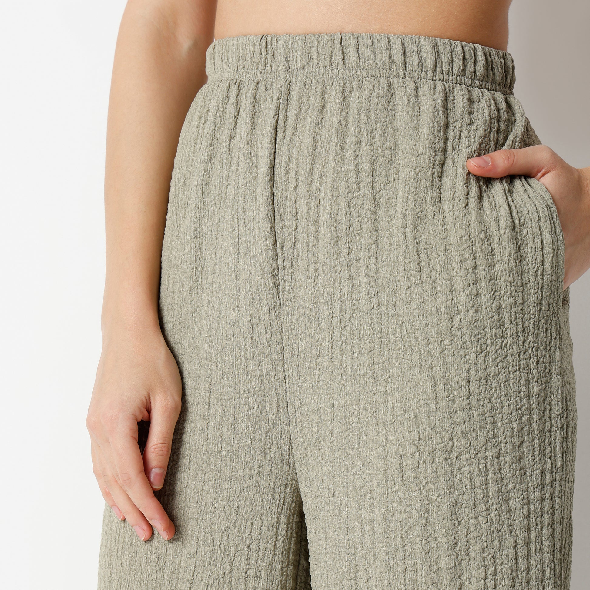 Relaxed Fit Solid High Rise Palazzos