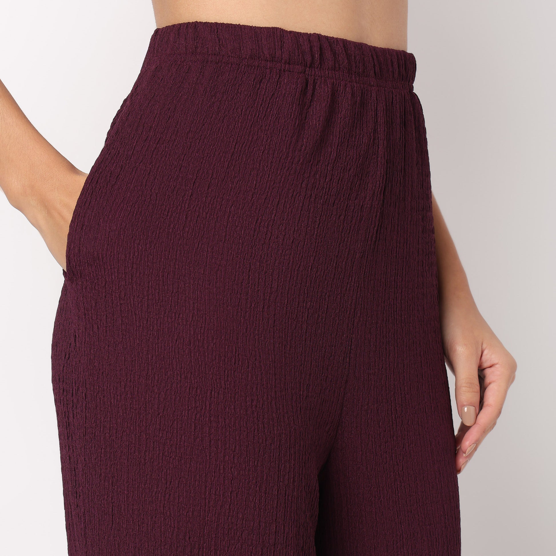 Relaxed Fit Solid High Rise Palazzos