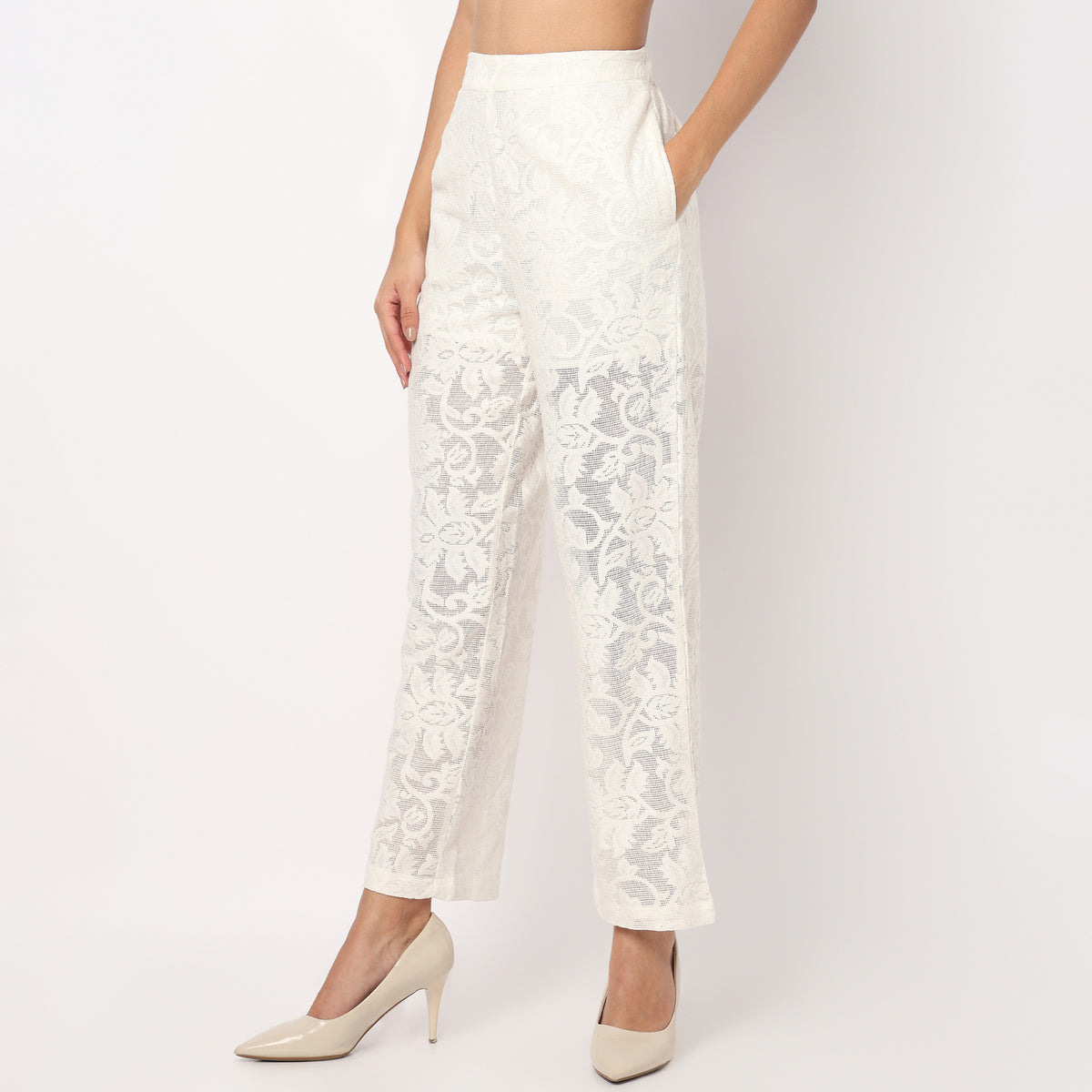 High Rise Half Lined Floral Palazzo